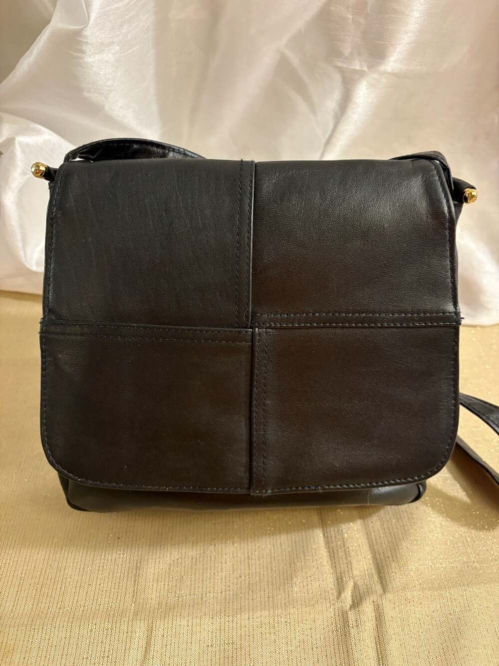 Toni Black Leather Crossbody Bag